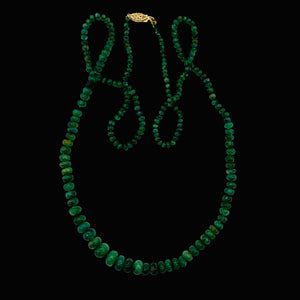 Emerald Graduated 3 to 7mm Rondelle Necklace | 26" Long | 77 tcw | Green |
