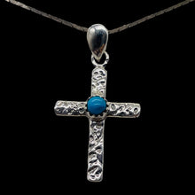 Load image into Gallery viewer, Turquoise Sterling Silver Cross | 1 1/2" Long | Silver | 1 Pendant |