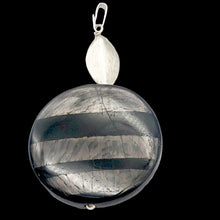 Load image into Gallery viewer, Silver Mirrors Hypersthene 29x7mm Disc Sterling Silver Pendant | 2"Long |