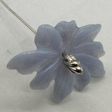 Load image into Gallery viewer, Chalcedony 18ct Hand Carved Flower Pendant | 30x26x4mm | Blue | 1 Pendant Bead |