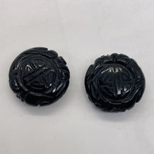 Load image into Gallery viewer, Carved Long Life Obsidian Beads |25x10mm | Black | 2 Beads |
