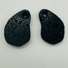 Load image into Gallery viewer, Lava Stone Carved Teardrop Pendant Beads | 48x34x7mm | Black | 2 Beads |