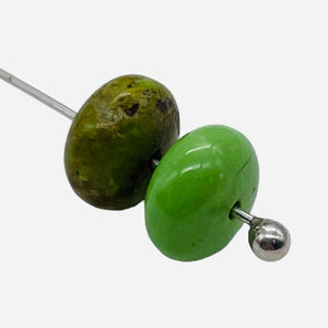 Gaspeite High Grade 8mm Rondelle Beads | 8mm | Green Brown | 2 Beads |