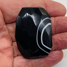 Load image into Gallery viewer, Onyx Flat Faceted Rectangular Pendant Bead | 50x48x14mm | Black White | 1 Bead |