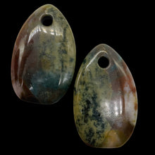 Load image into Gallery viewer, Hand Carved Bloodstone Pendant Beads | 54x33x6mm | Green Pink | Oval | 1 Pair |