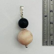 Load image into Gallery viewer, Black Stone Africa Pink Peruvian Opal Sterling Silver Pendant Handmade USA