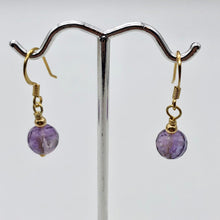Load image into Gallery viewer, Royal 8mm Natural Amethyst 14K Gold Drop Earrings