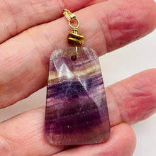 Load image into Gallery viewer, Fluorite 14K Gold Filled Wire Wrap Trapezoid Pendant| 2" Long | Purple, Clear |