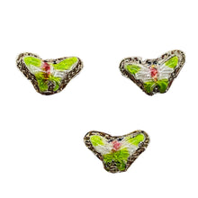 Load image into Gallery viewer, Spring Green Cloisonne Butterfly Pendant Beads | 16x10x6mm | 3 Beads |