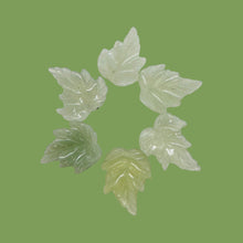 Load image into Gallery viewer, New Jade Carved Serpentine Leaf Bead Set | 28x23x4 to 23x24x4mm | 6 Beads |