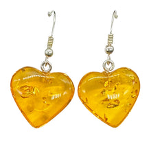 Load image into Gallery viewer, Amber Heart Dangle Earrings | 1 1/4" Long | Amber | 1 Pair Earrings |
