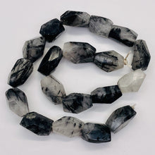 Load image into Gallery viewer, Rutilated Quartz 15" Strand | 21x13x19 to 25x13x14 | White Black | 18 Beads |