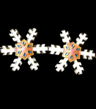 Load image into Gallery viewer, 2 Peach Cloisonne Snowflake Centerpiece 30x27x4mm Beads 8638G