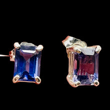 Load image into Gallery viewer, Sapphire Sterling Silver Rectangle Cut Earrings | 7x5mm | Blue | 1 Pair |