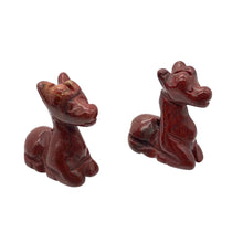 Load image into Gallery viewer, Graceful 2 Carved Brecciated Jasper Giraffe Beads | 21x17x9.5mm | Red