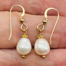 Load image into Gallery viewer, Gorgeous Natural Oval Pearl 14K Gold Filled Earrings | 10xmm Pearl | 1" Long |