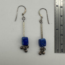Load image into Gallery viewer, Spark Stardust Lapis Dangle Drop Silver Earrings 5697