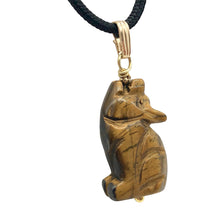 Load image into Gallery viewer, Tiger's Eye Wolf Pendant Necklace | Semi Precious Stone Jewelry | 14k Pendant
