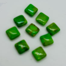 Load image into Gallery viewer, Turquoise AAA Square Bead Half Strand | 10x10x5mm| Green, Gold, Brown| 19 Beads|