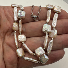 Load image into Gallery viewer, Pearl Gentle Peach Sterling Silver Double Strand Necklace | 18" | Peach White |