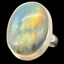 Load image into Gallery viewer, Labradorite Sterling Silver Oval Stone Ring | 8.5 | Blue Orange Flash | 1 Ring |