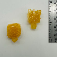 Load image into Gallery viewer, Charming 2 Carved Orange Calcite Turtle Beads