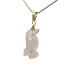 Load image into Gallery viewer, Rose Quartz Penguin Pendant Necklace|Semi Precious Stone Jewelry|14k Pendant