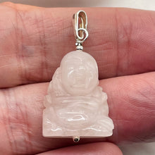 Load image into Gallery viewer, Rose Quartz Buddha Pendant Necklace|Semi Precious Stone Jewelry|Sterling Silver|