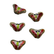 Load image into Gallery viewer, Lime & Cherry Cloisonne 16x10mm Butterfly Pendant Beads 8635B