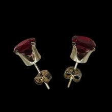 Load image into Gallery viewer, January! 7mm Lab Garnet & Sterling Silver Stud Earrings 9780A