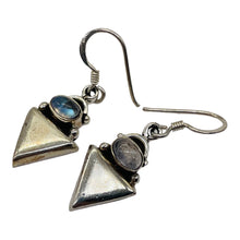 Load image into Gallery viewer, Labradorite & Triangle Sterling Silver Earrings! | 1 1/4" Long |