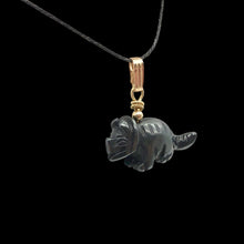 Load image into Gallery viewer, Hematite Triceratops Dinosaur with 14K Gold-Filled Pendant 509303HMG