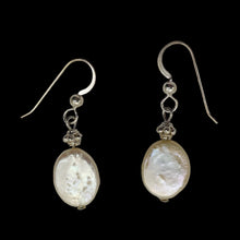 Load image into Gallery viewer, Fresh Water Pearl Oval Drop Sterling Silver Earings | 1 1/4" Long |White Silver|