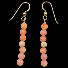 Load image into Gallery viewer, 14K Gold Filled Peach Chalcedony with Gold Disco Ball Earrings | 2 inches long |