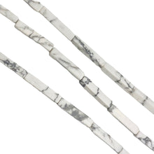 Load image into Gallery viewer, White and Grey Howlite 20x4x4mm Rectangular Bead Strand