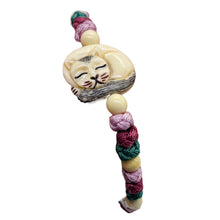 Load image into Gallery viewer, Bone and Silk Braided Kitty 6mm Beads | 6 to 7 Inch Bracelet | White, Lavender |