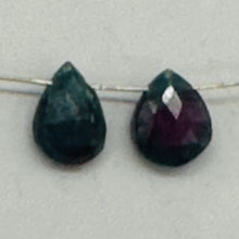Load image into Gallery viewer, Ruby Zoisite Exquisite Flat Pear Briolette Beads | 7x6x3mm| Green, Red| 2 Beads|