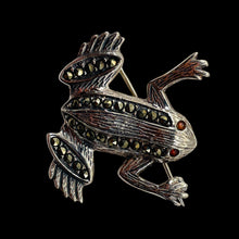 Load image into Gallery viewer, Marcasite Sterling Silver Frog Pin | 1 1/4" Long | Silver | 1 Sweater Pin |