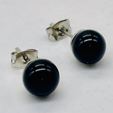 Load image into Gallery viewer, Fashion Onyx Stud Round Earrings | 8mm | Black | 1 Pair |