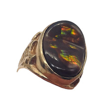 Load image into Gallery viewer, Natural Fire Agate 14K Gold Ring Size 7.75 Red Green Gold 25x15mm 15g