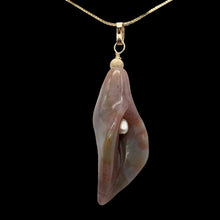 Load image into Gallery viewer, Lily! Fancy Jasper Carved Flower 14Kgf Pendant | 2" Long | Purple | Flower |