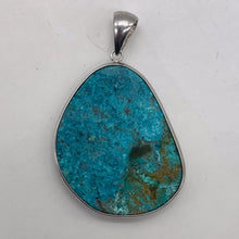 Load image into Gallery viewer, Chrysocolla Sterling Silver Oval Pendant | 2" Long | Blue | 1 Pendant |
