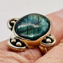Load image into Gallery viewer, Labradorite Sterling Silver Oval Gemstone Ring | Size 5 | Blue Green | 1 Ring |