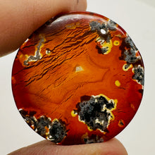 Load image into Gallery viewer, Limbcast Moss Agate Disc Pendant Bead | 33x2mm | Orange, White | 1 Bead |