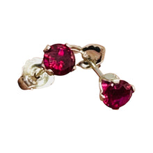 Load image into Gallery viewer, Created Ruby 925 Sterling Silver 4mm Stud Earrings July Birthstone USA