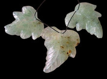 Load image into Gallery viewer, Hand Carved Green Prehnite Leaf Briolette 3 Bead Set 009885B