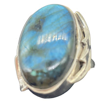 Load image into Gallery viewer, Labradorite Sterling Silver Oval Stone Ring | 7 | Blue Flash | 1 Ring |