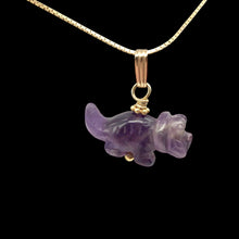 Load image into Gallery viewer, Purple Dinosaur Pendant Amethyst Triceratops 14K Gold-Filled Pendant 509303AMG