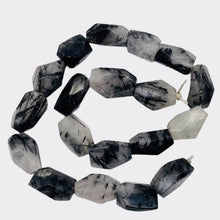 Load image into Gallery viewer, Rutilated Quartz 15" Strand | 21x13x19 to 25x13x14 | White Black | 18 Beads |