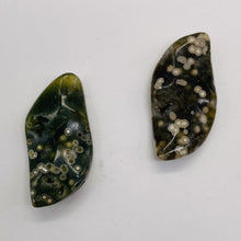 Load image into Gallery viewer, 2 Druzy Speckeled Ocean Jasper Wavy Pendant Beads 6857B